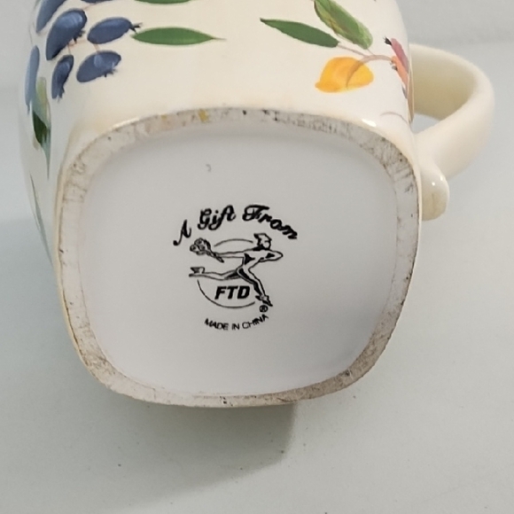 Vintage Ceramic Pitcher Floral Vase with Hand-Painted Berry-ies Floral Art - Picture 6 of 12